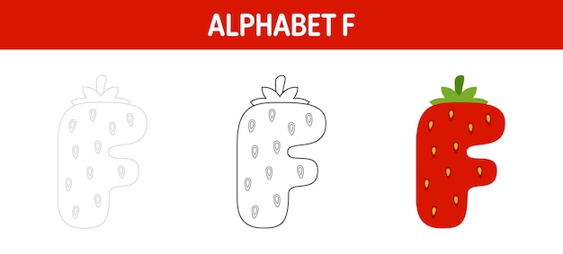 Alphabet F tracing and coloring worksheet for kids