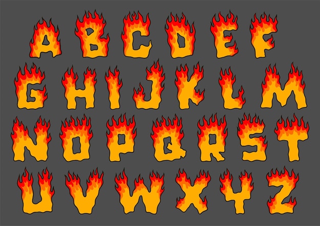 Alphabet Fire Cartoon vector Illustration