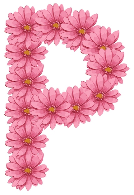 Alphabet Floral Font P Alphabet vector