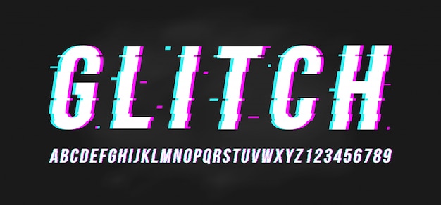 Alphabet font in glitch style