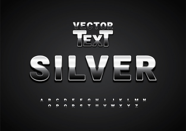 Alphabet font. metallic, silver effect