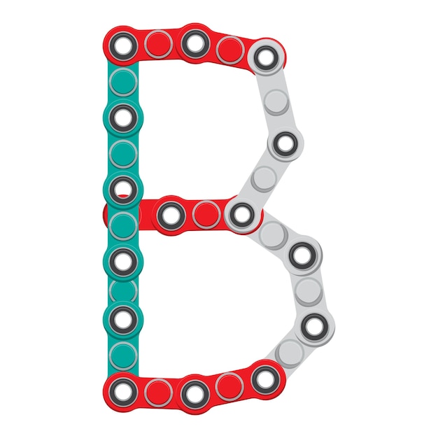 Alphabet from the New popular anti-stress toy Spinner. Letter B. Vector Illustration.