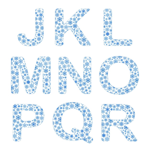 Alphabet from snowflakes letters j k l m n o p q r