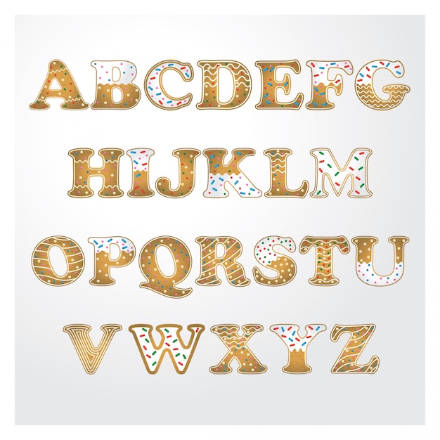 Vector alphabet ginger cookies