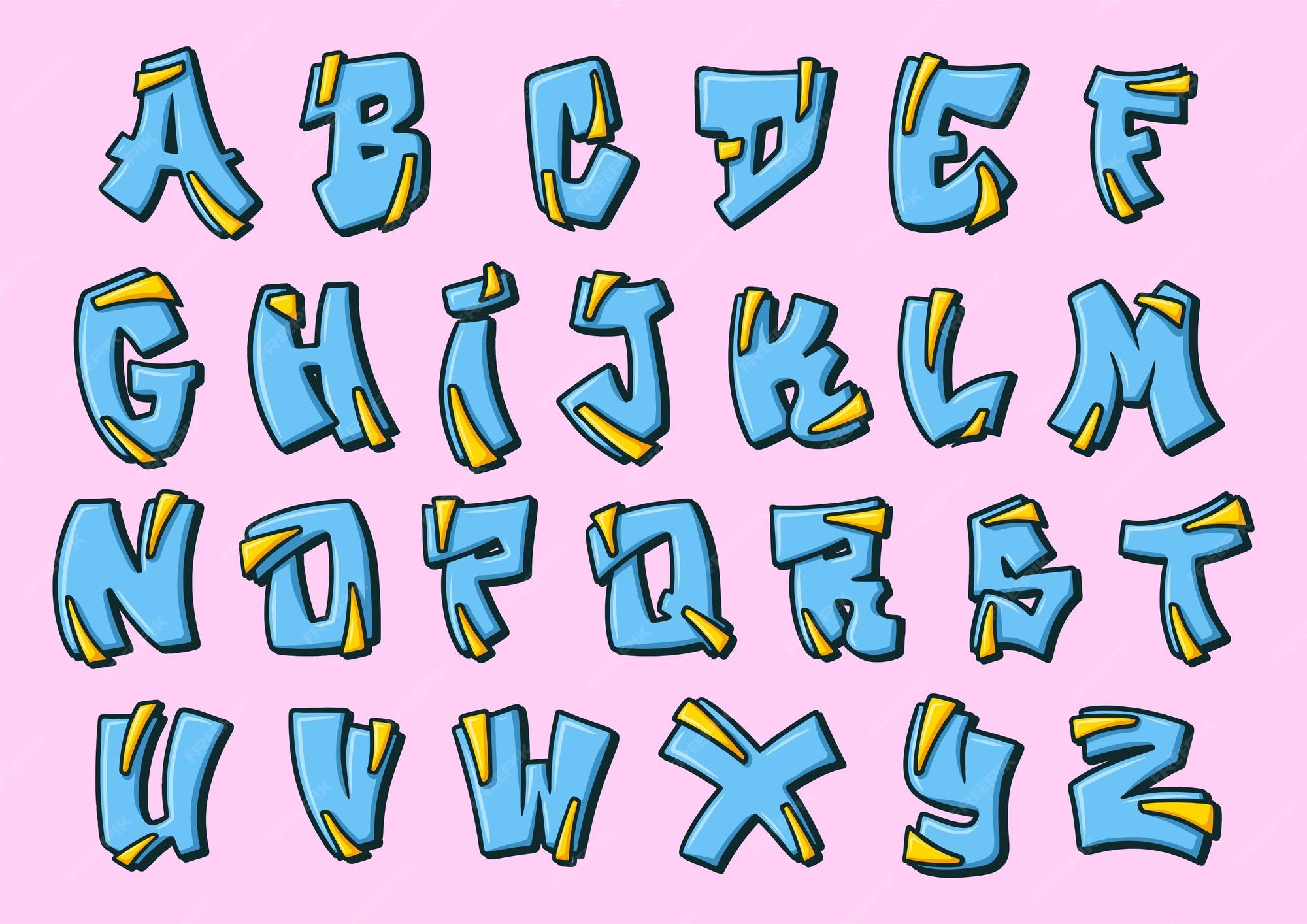 Premium Vector | Alphabet Graffiti Cartoon vector Illustration