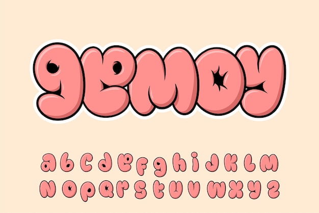 Alphabet Graffiti Fat Pink Font Typeset Cartoon Vector