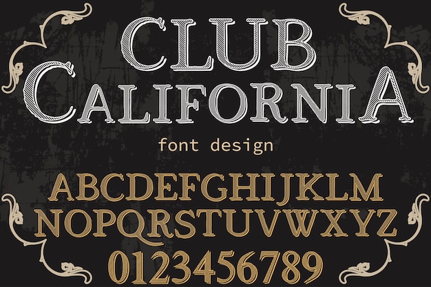 Vettore alfabeto grafico stile club california