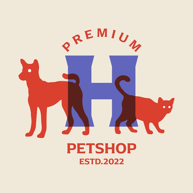 Logo del negozio di animali dell'alfabeto h