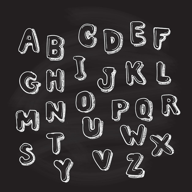 アルファベット手描き文字黒板デザインベクトルイラスト
