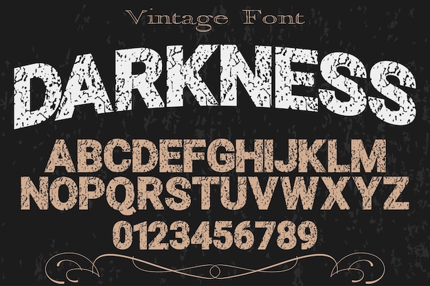 Vector alphabet handcrafted font design darkness