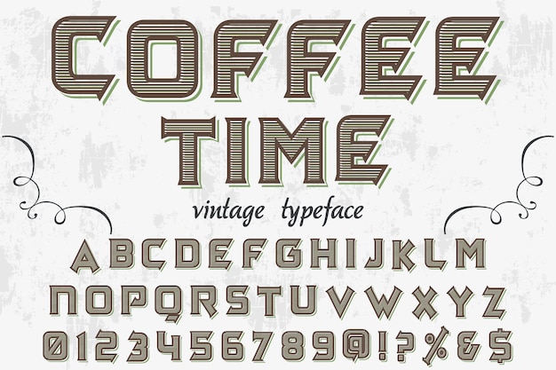 alphabet handcrafted label design coffe time