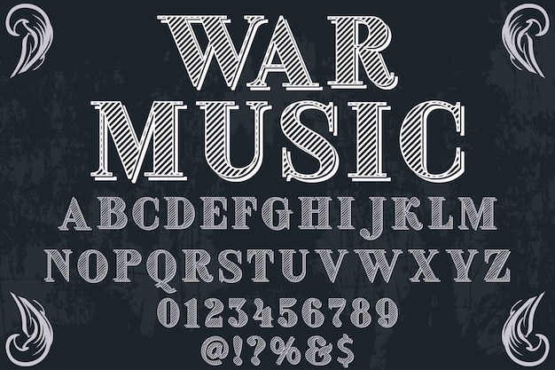 Vector alphabet handcrafted label design war music