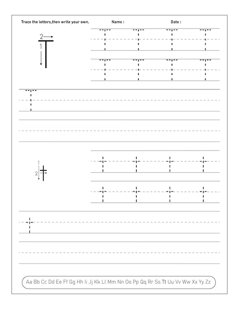 幼稚園のためのアルファベット手書き練習ワークシート