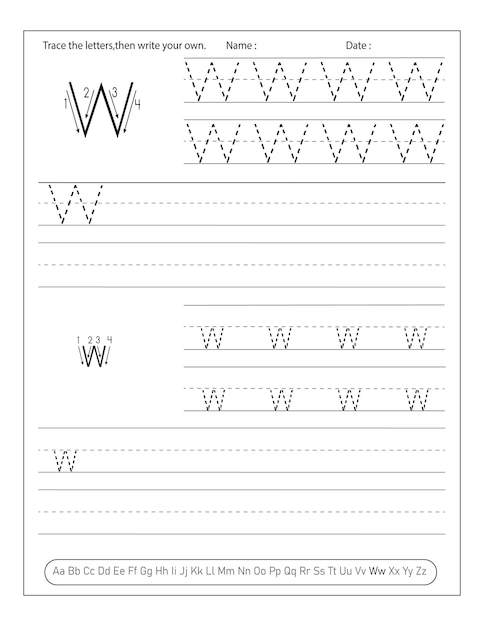 幼稚園のためのアルファベット手書き練習ワークシート