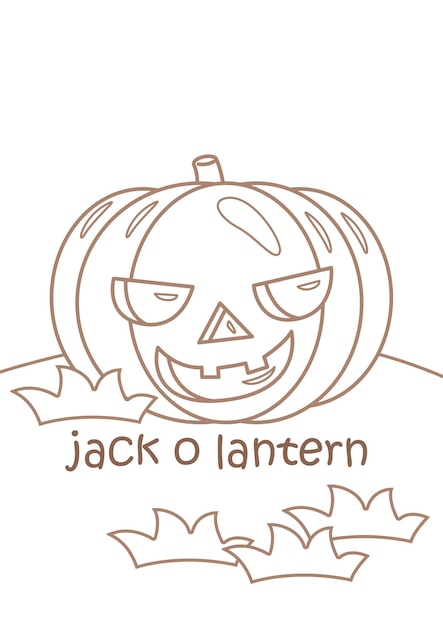 Vector alphabet j for jack o lantern vocabulary coloring pages for kids and adult