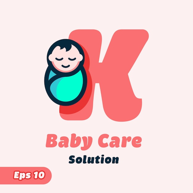 Vector alphabet k baby care logo