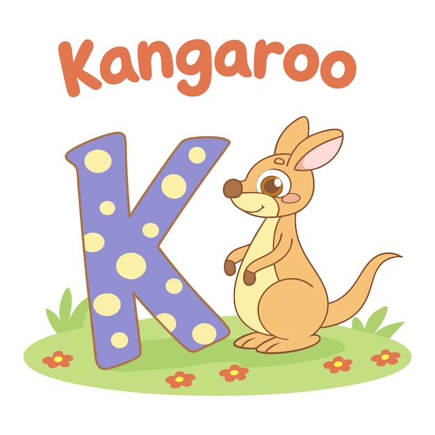 alphabet k kangaroo illustration for kids fun and educational preschool learning concept
