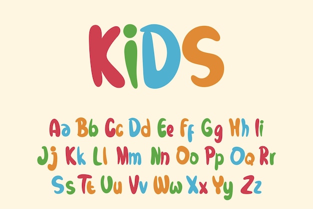 Alphabet kids lettering cartoon vector