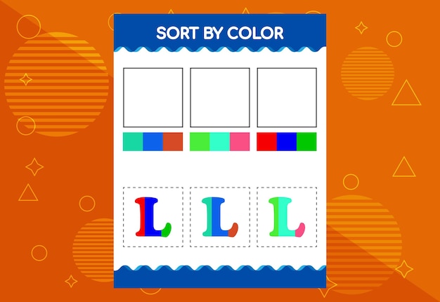 アルファベット L は、子供向けに色別に並べ替えます 学校や幼稚園のプロジェクトに適しています