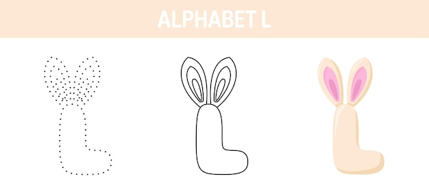 Foglio di lavoro per tracciare e colorare l'alfabeto l per bambini