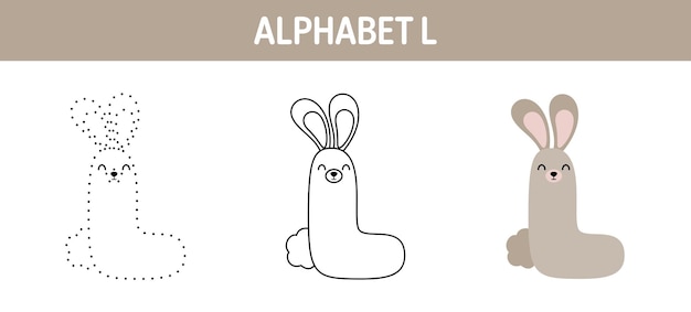 Alphabet l tracing and coloring worksheet for kids