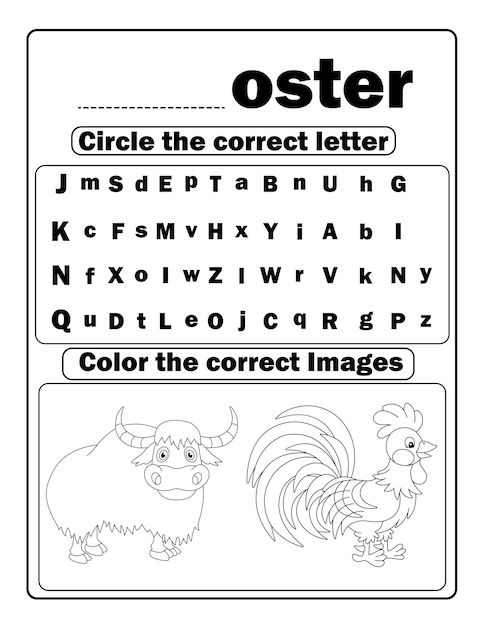 alphabet learning coloring pages with cute things