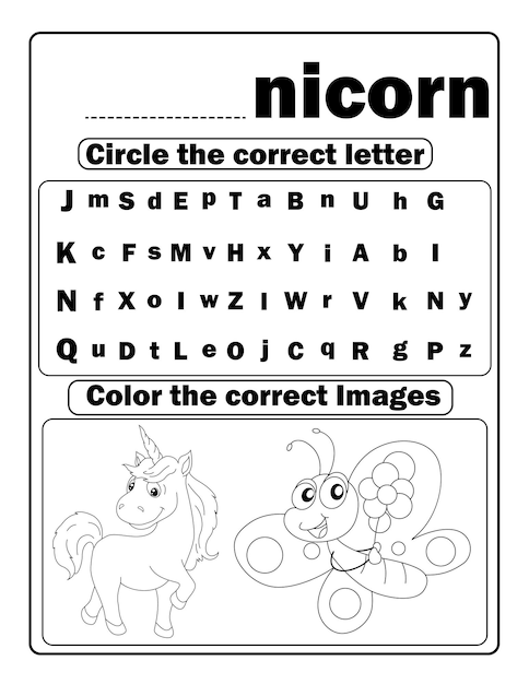 alphabet learning coloring pages with cute things