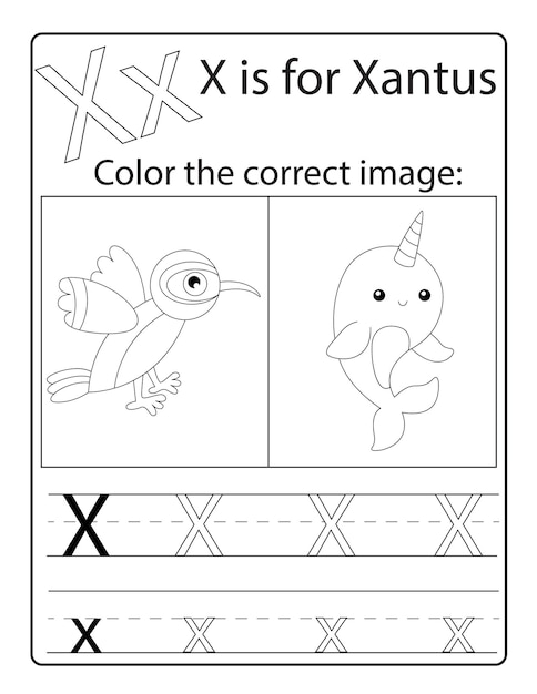 Alphabet learning and writing with cute animal coloring and activity book