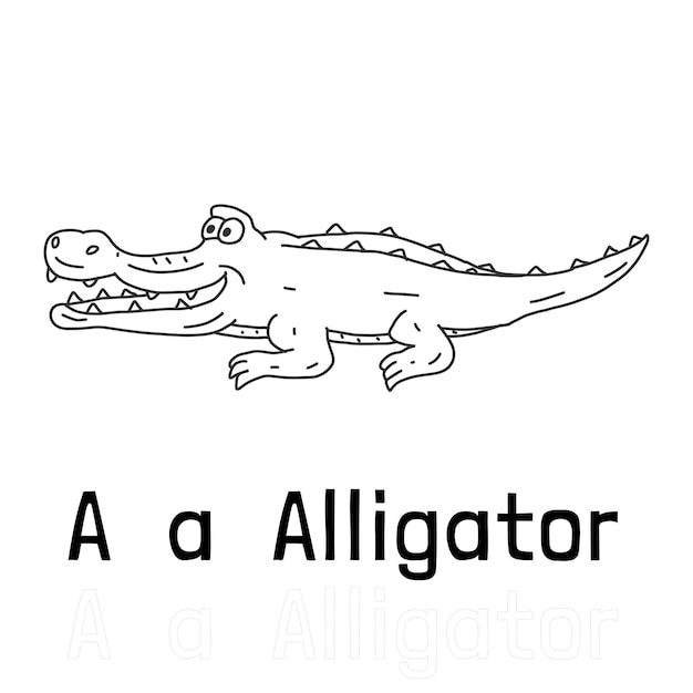 Alphabet letter a for alligator coloring page coloring animal illustration