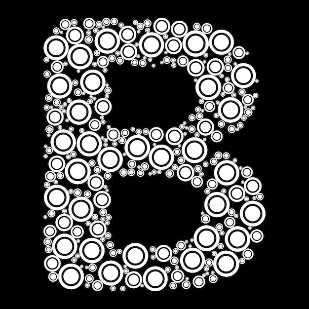 벡터 둥근 기하학적 원 모양 스타일로 알파벳 문자 b 색칠하기 책 페이지 디자인
