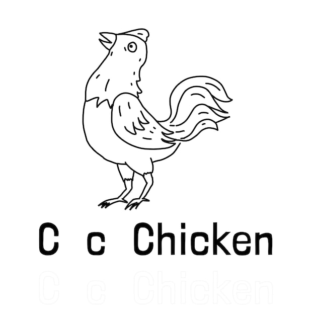 Alphabet letter c for chicken coloring page coloring animal illustration