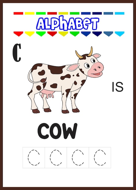 アルファベットのcは牛用です。かわいい牛。