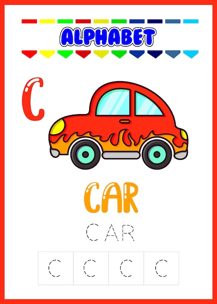 Alphabet letter c with car