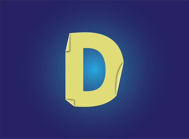 Alphabet letter D Folded sticker 3D