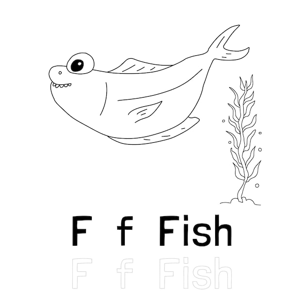 Alphabet letter f for fish coloring page coloring animal illustration