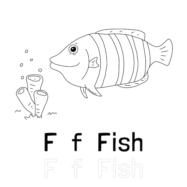 Alphabet letter f for fish coloring page coloring animal illustration