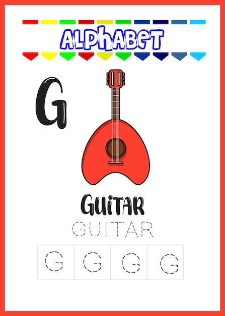 Alphabet letter g is guitar page