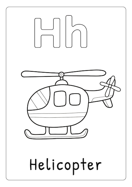 아이들을 위한 헬리콥터 색칠용 알파벳 문자 H