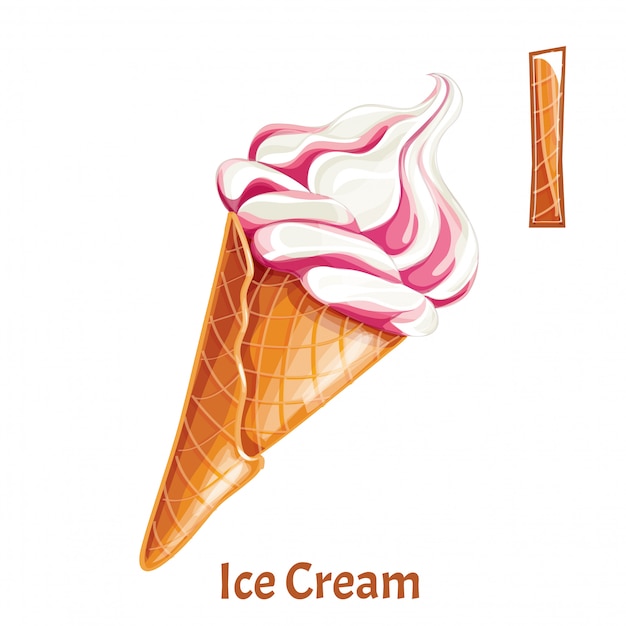 Alphabet, letter i of ice cream