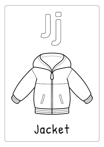 Alphabet letter J for Jacket coloring page for kids