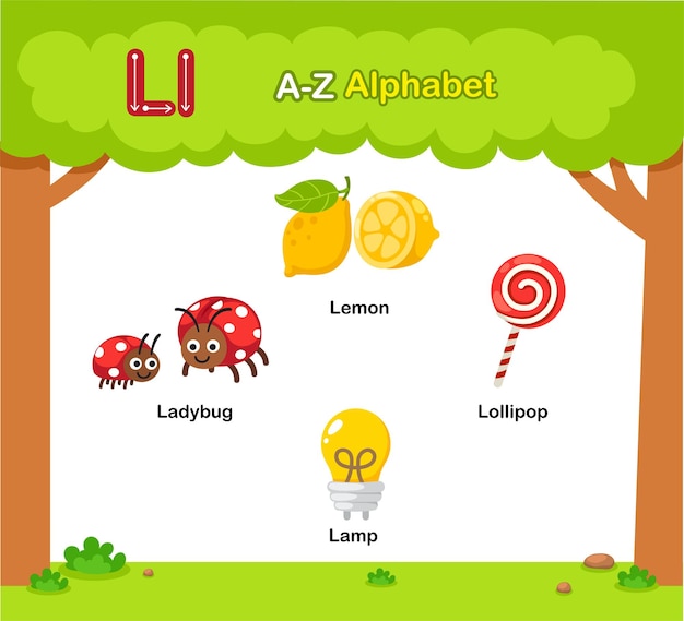 Vector alphabet letter l education vocabulary illustration vector