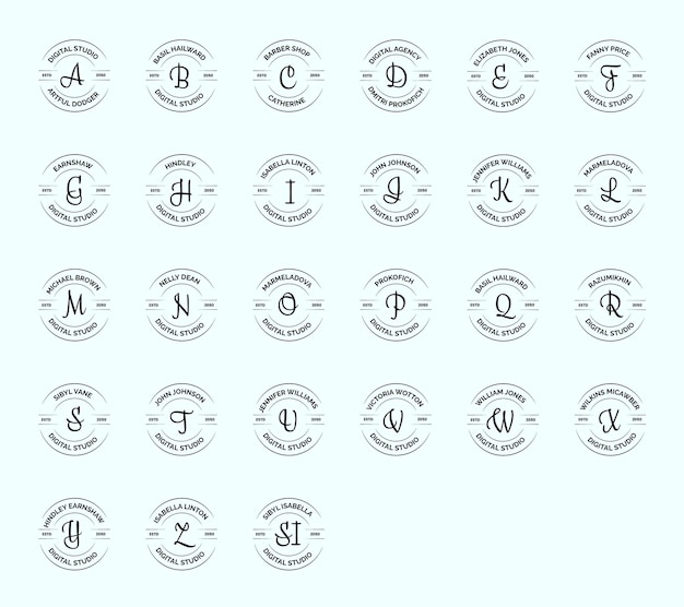 Вектор Пакет логотипов с буквами алфавита