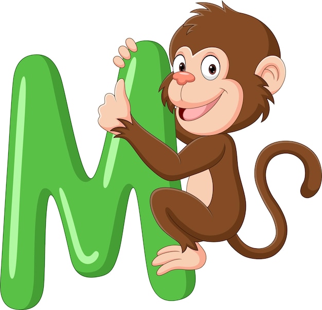 Vector alphabet letter m for monkey