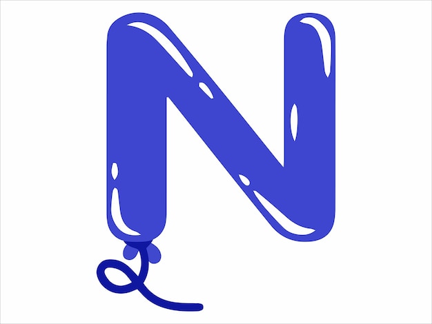 Alphabet Letter N with Balloon Illustration