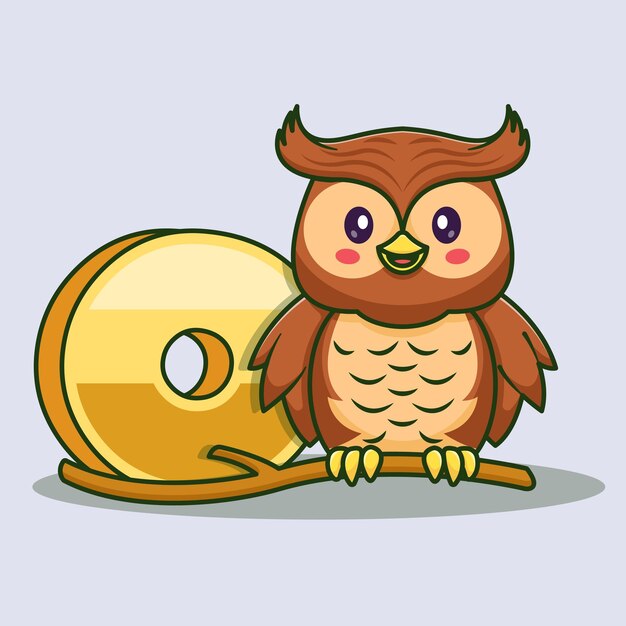 Vector alphabet letter o for owl cartoon vector icon illustration