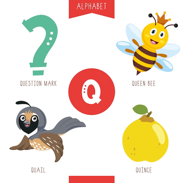 Alphabet letter q and pictures