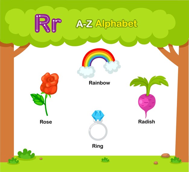 Vector alphabet letter r education vocabulary illustration vector