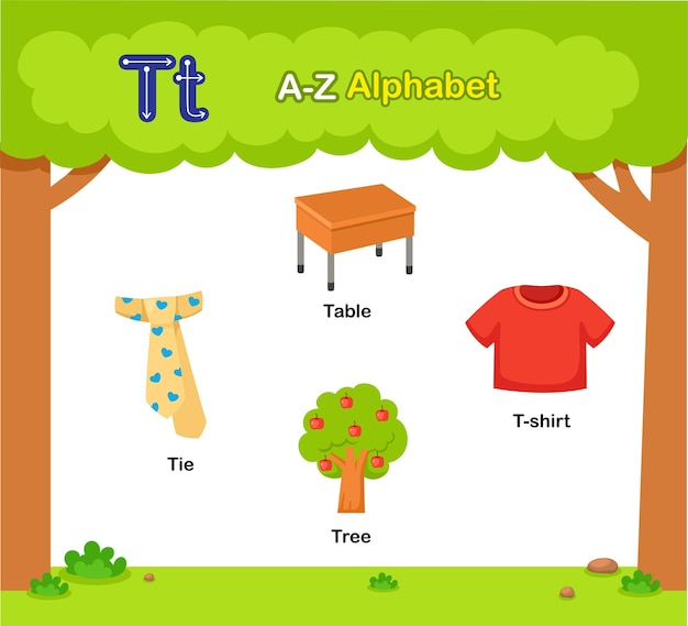 Alphabet letter t education vocabulary illustration vector