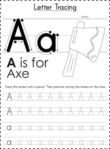 Alphabet Letter Tracing Pages For Kids Premium Vector