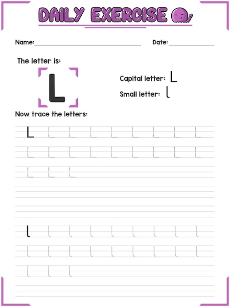 ベクトル 幼稚園児のためのアルファベット文字追跡練習と手書き練習